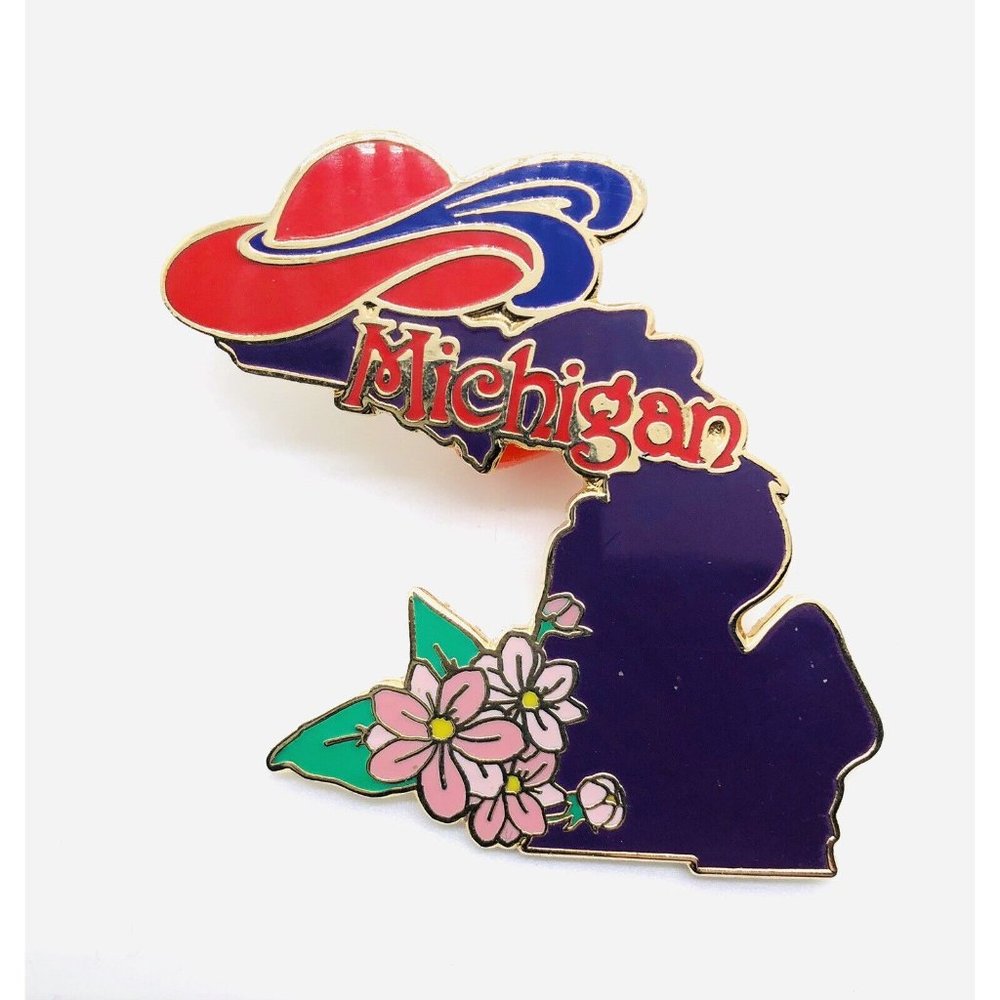 Red Hat Society Limited Edition Michigan Map Shape Lapel / Hat Pin